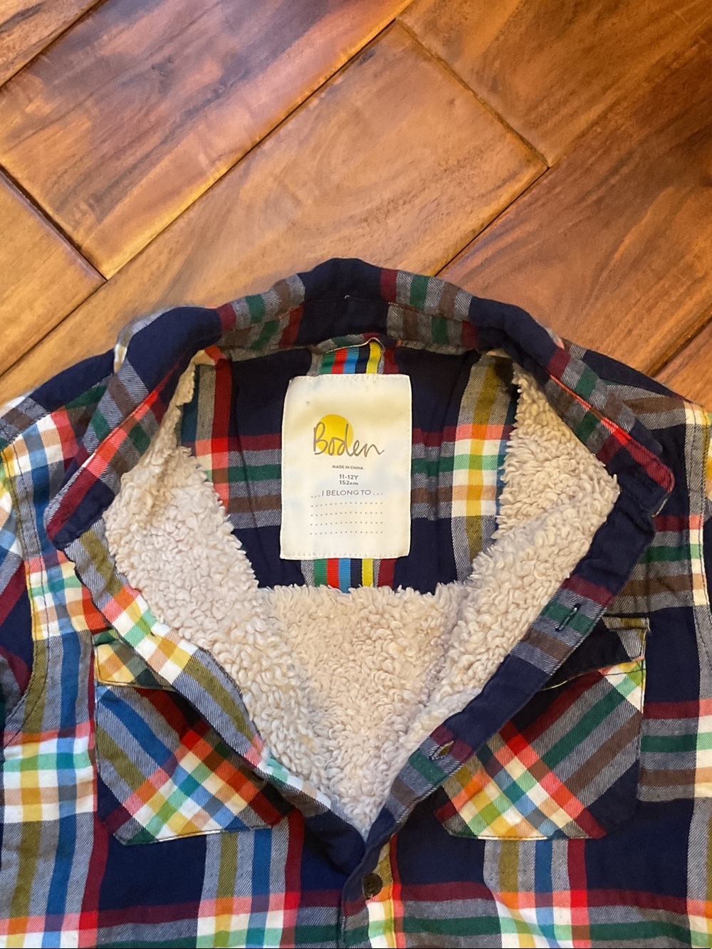 Boden Navy Multicolor Plaid Button-Front Shirt Jacket - Picture 5 of 7